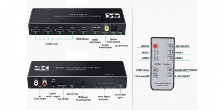 HDMI сплиттер/свитч и конвертер звука (HDMI ARC Audio Extractor) Booox OZQ10