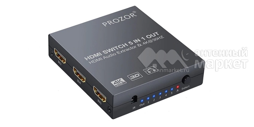 HDMI свитч 5 в 1 и конвертер звука (HDMI Audio Extractor) PST086 Prozor